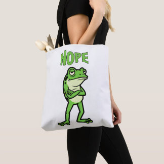 Bolsa Tote Funny Sassy Frog Nope, Grumpy Toads Cartoon Illus