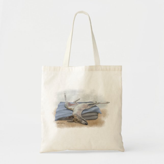 Bolsa Tote Funny Sleeping Greyhound Cartoon (Frente)