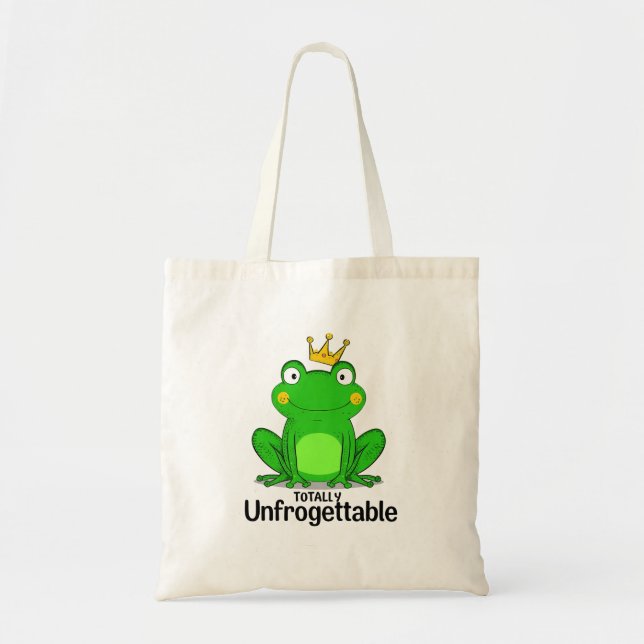 Bolsa Tote Funny "Totally Unfrogettable" Frog Pun (Frente)