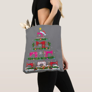 Bolsa Tote Funny Xmas Lighting Sewing Machine Christmas Tree