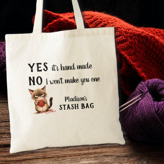 Bolsa Tote Funny Yarn Lovers Grumpy Cat Knitters 