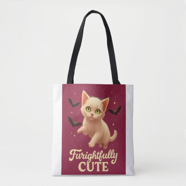 Bolsa Tote Furightfully Cute – Halloween Cat T-Shirt (Frente)