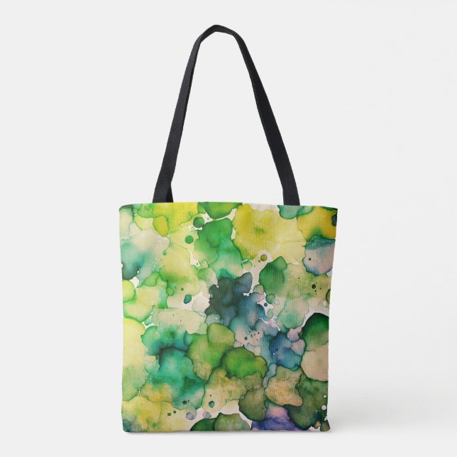 Bolsa Tote Fusão de Aquarela Verde (Verso)