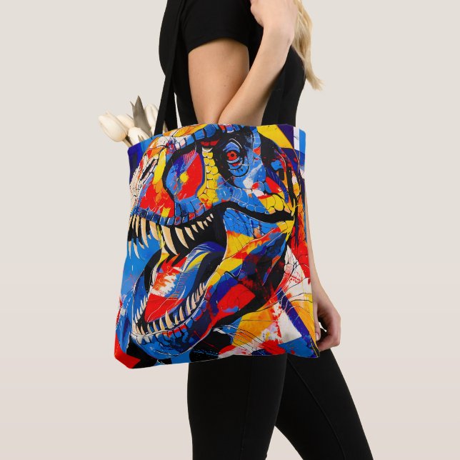 Bolsa Tote Fusão do Dinossauro T-rex Retro Selvagem (Close Up)