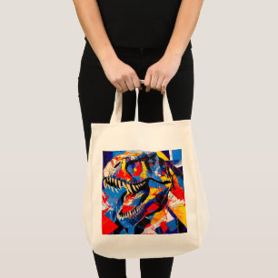 Bolsa Tote Fusão do Dinossauro T-rex Retro Selvagem