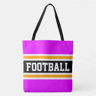 Bolsa Tote FUTEBOL Atlética Rosa Brilhante Preto Laranja List