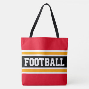 Bolsa Tote FUTEBOL Atlética Vermelho Brilhante Preto Laranja