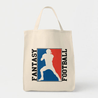 Bolsa Tote Futebol da fantasia, logotipo branco e azul