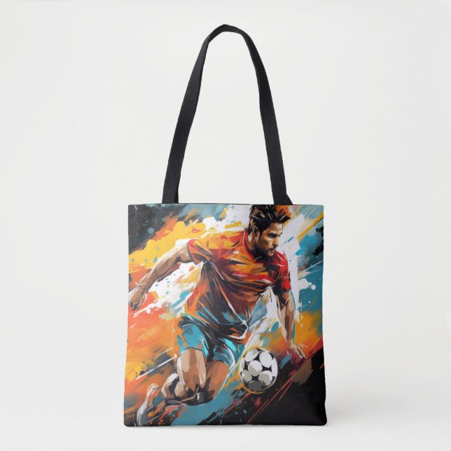 Bolsa Tote Futebol de ação Esporte pintura Abstrato (Frente)