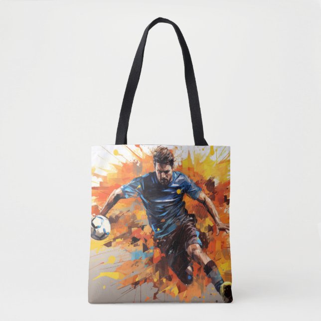 Bolsa Tote Futebol de ação Esporte pintura Abstrato (Frente)
