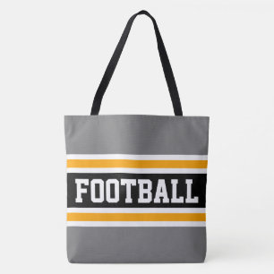 Bolsa Tote FUTEBOL Diversão Atlética Cinza Preto Laranja List
