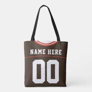 Bolsa Tote Futebol Jersey, Brown, Nome e Número Modelo
