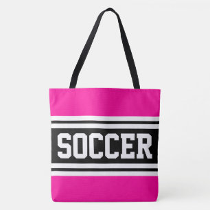 Bolsa Tote FUTEBOL Listras de Corrida Rosa Brilhante Preto Br