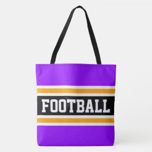 Bolsa Tote FUTEBOL Listras Leves Brilhantes Roxas Pretas e La