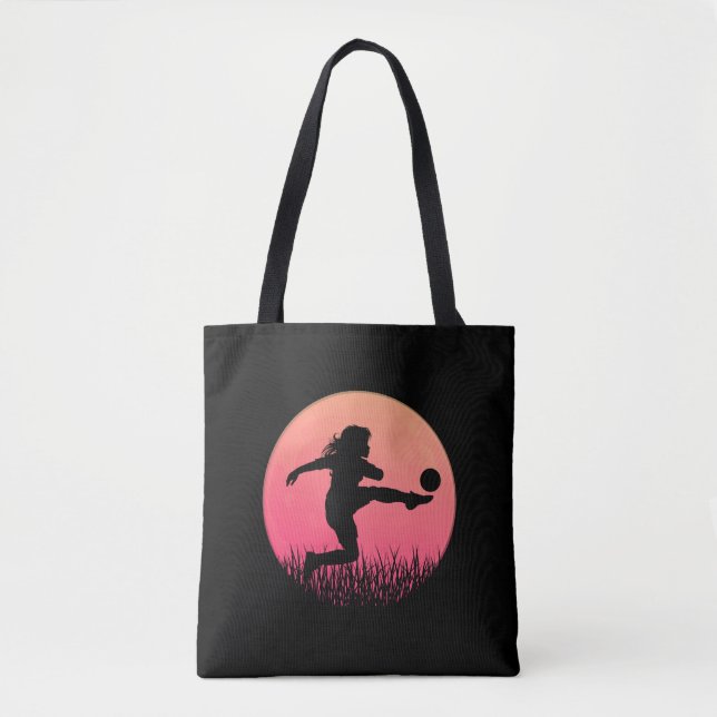 Bolsa Tote futebol moça silhueta lindo sol (Frente)