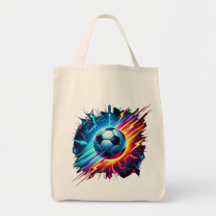 Bolsa Tote Futurista Bola de Futebol Elétrico Relâmpago