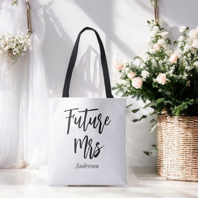 Bolsa Tote Futuro Casamento Branco Negro da Sra. Bride (Criador carregado)