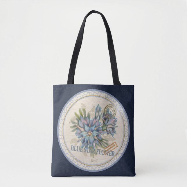 Bolsa Tote G Criação de floração azul (Frente)