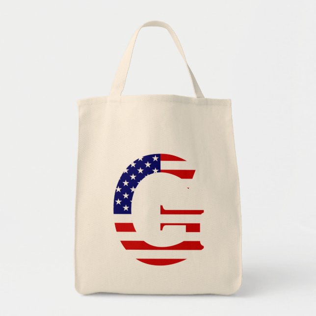 Bolsa Tote G Monograma sobreposto ao gtcnt Flag EUA (Frente)