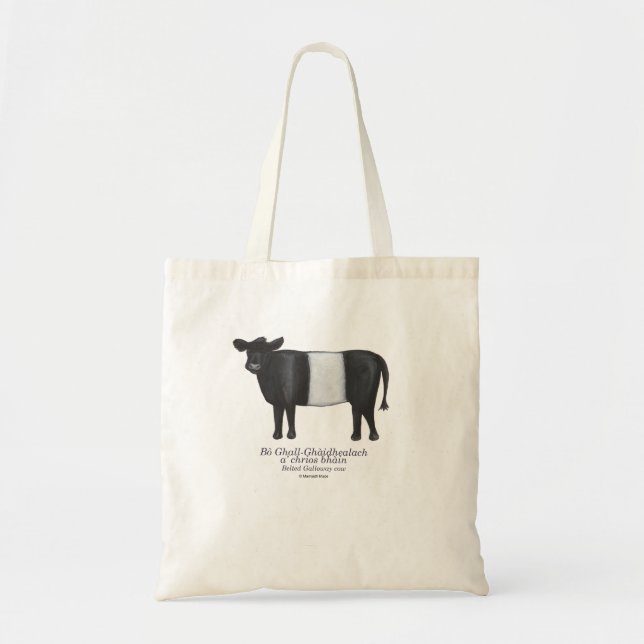 Bolsa Tote Gaélico Escocês para Belado Galloway (Frente)