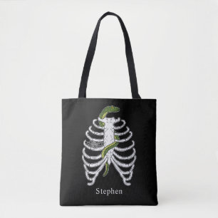 Bolsa Tote Gaiola de Costelas Com Aranha e Teia de Aranha Hal