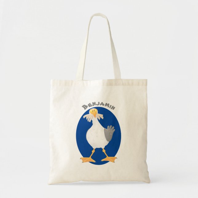 Bolsa Tote Gaivota engraçada com desenho francês (Frente)