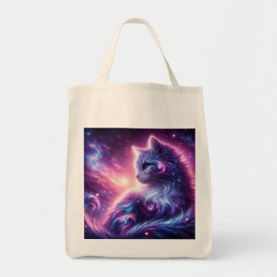 Bolsa Tote Galáxia Cósmica Felina Mística Celestial
