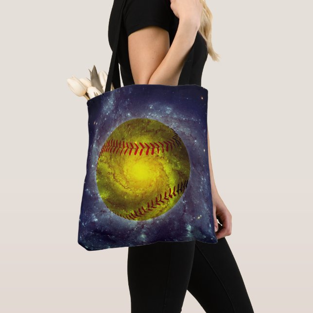 Bolsa Tote Galáxia Espacial Exterior do Softball de Largura Ú (Close Up)