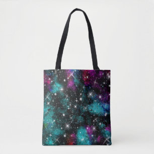 Bolsa Tote Galáxia Violeta Verde Estrela Via Láctea