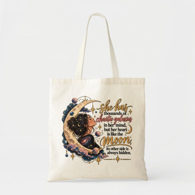 Bolsa Tote Galáxias Caóticas Em Sua Mente Lua Celestial (Frente)