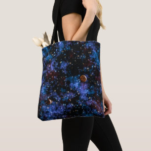 Bolsa Tote Galáxias, estrelas e planetas coloridas