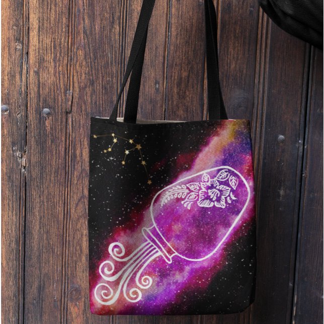Bolsa Tote Galaxy Aquarius Personalizou Sinal Zodiac (Criador carregado)