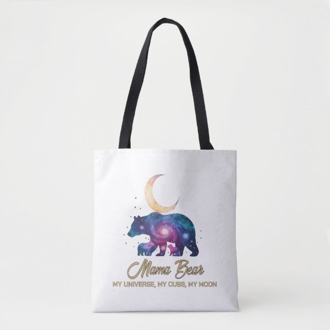 Bolsa Tote Galaxy Mama Bear & Cubs Moon Silhouette (Frente)