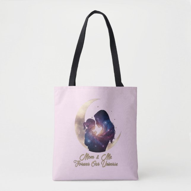 Bolsa Tote Galaxy Mama & Child Silhouette Moon Art (Frente)
