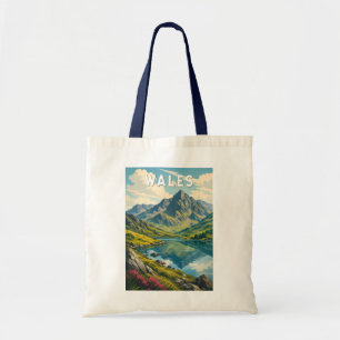 Bolsa Tote Gales Reino Unido Ilustração Viagem Arte Retro