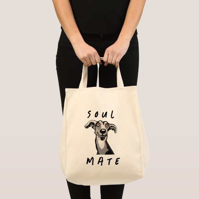 Bolsa Tote Galgo engraçado, chicote, galgo (Frente (produto))