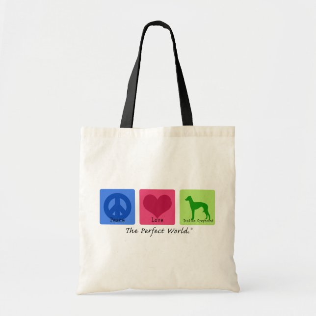 Bolsa Tote Galgo italiano do amor da paz (Frente)