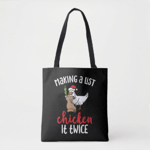 Bolsa Tote Galinha Duas Vezes Engraçada Design de Natal