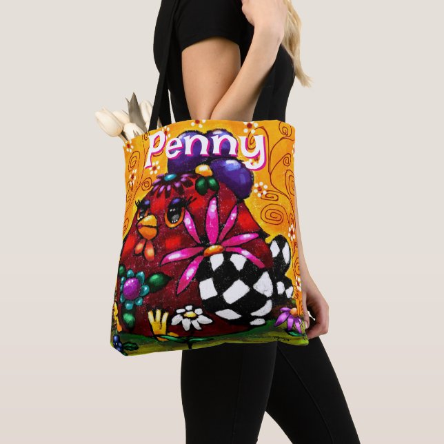 Bolsa Tote Galinha Floral Chunky Chunky Branca Personalizada (Close Up)