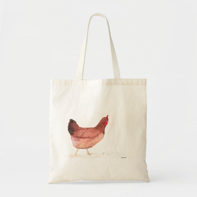 Bolsa Tote Galinha galinha aquarela animais de criação aves d (Frente)
