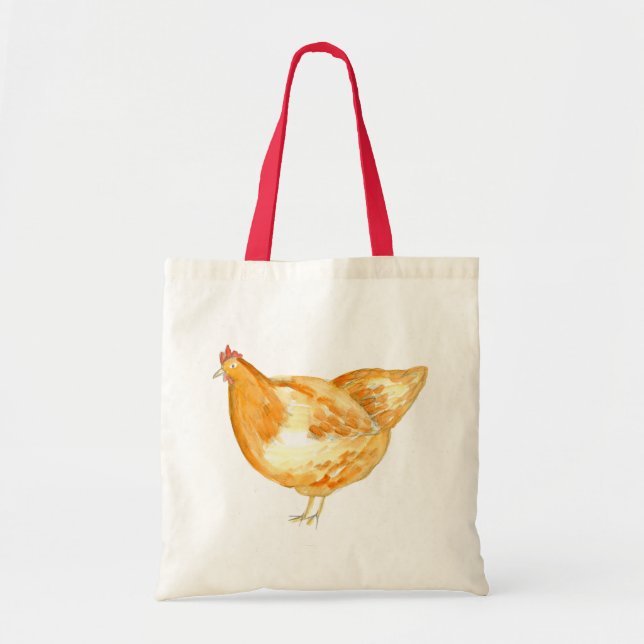 Bolsa Tote Galinha Hen Watercolor (Frente)