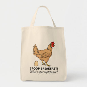 Bolsa Tote Galinha Poops Café Da Manhã Engraçado