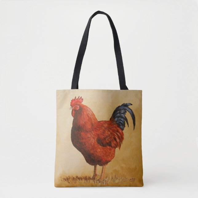 Bolsa Tote Galinha Rhode Island Red Rooster (Frente)