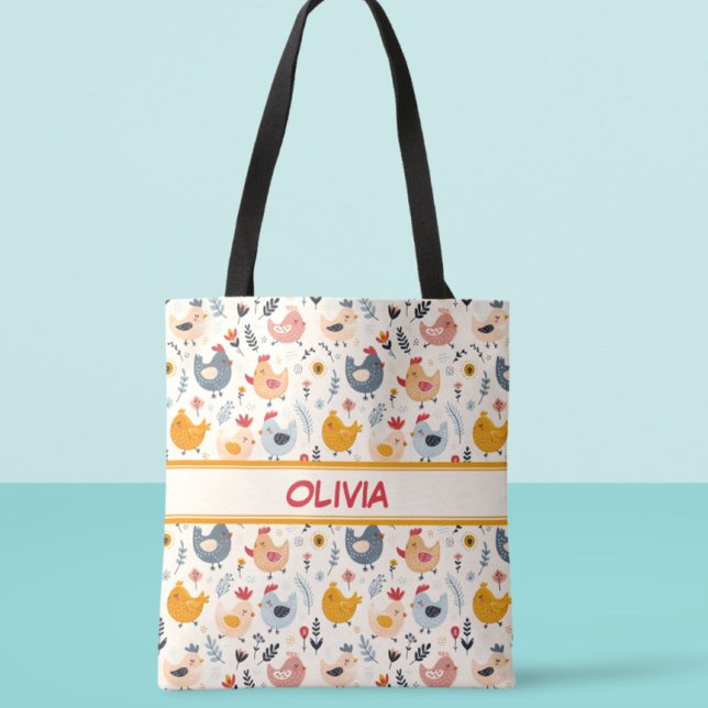 Bolsa Tote Galinhas bonitas na Fazenda personalizadas (Criador carregado)