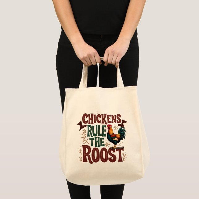 Bolsa Tote Galinhas Ordenam a Ilustração da Fazenda Rústica (Frente (produto))
