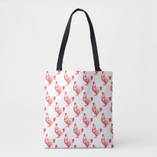 Bolsa Tote Galinhas Vermelhas