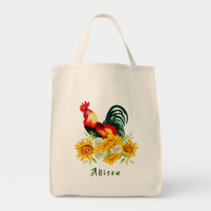 Bolsa Tote Galo com Girassóis Personalizados Tote Bag
