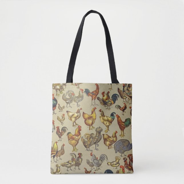 Bolsa Tote Galo Galinha-Fazenda Animal (Frente)