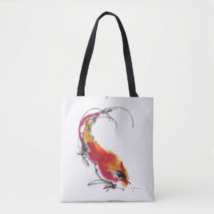 Bolsa Tote Galo incomum. Caligrafia e watercolor.