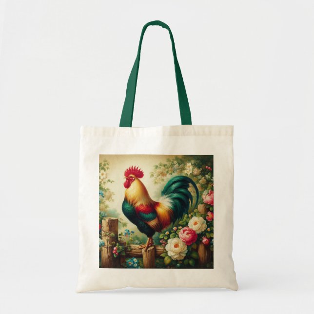 Bolsa Tote Galo rústico/vintage (Frente)
